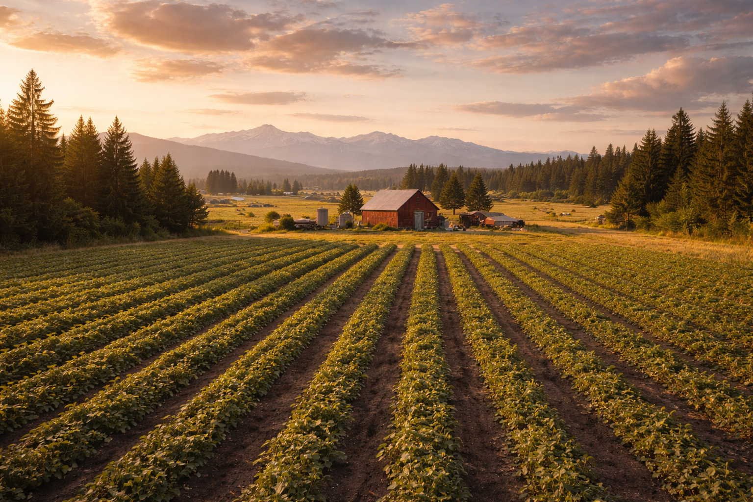 American Reefer farm at golden hour